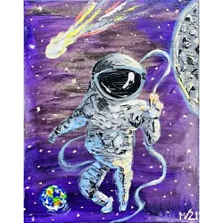 Buy Cosmonaut Painting Canvas Oil Painting Impasto Art Space Suit Painting Cosmonaut • 156.67£