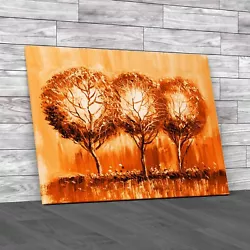Buy Hand Painted Impressionist Outdoor Landscape Trees Orange Canvas Print Large • 14.95£