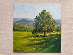Buy Original Oil Painting Landscape Painting Oak Mountain Artwork 10x10 Square Art • 82.94£