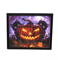 Buy Halloween Diamond Painting Black Cats Pumpkin Framed 13.5 X 10.5 Sparkle Acrylic • 32.83£