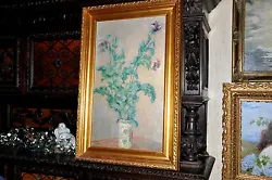 Buy  Vintage Goregeous  Flower Vase Painting Similar As Monets Purple Poppies  • 1,133.99£