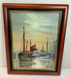 Buy GORDON ALLEN Fishing Boats In Harbour Oil Painting - FRAMED & SIGNED • 49.90£