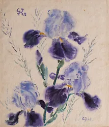 Buy Gerhard Schulte-Dahling Flowers Iris Study Postwar Art Sign Watercolor 1948 • 108.07£