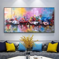 Buy AA081 Modern Pure Handpainted Oil Painting Boats 70x140cm Canvas Only • 59.72£