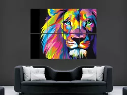 Buy Lion Poster Print Trippy Abstract Art Colours Giant Wall Picture Print Large • 14.95£