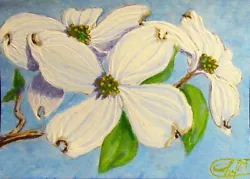 Buy ACEO Original Painting 'Angels Of Spring' Dogwood Blossoms Floral By C Shel • 5.87£