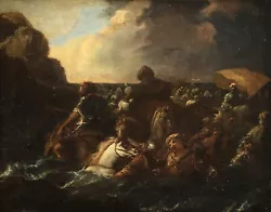 Buy 17th CENTURY FRENCH OLD MASTER OIL ON CANVAS - OTTOMAN BATTLE SCENE BY SEA  • 430£