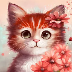Buy Paint By Numbers Kit On Canvas DIY Oil Art Flower Red Cat Wall Decor 40x40cm • 7.79£