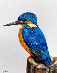 Buy Kingfisher Bird Oil Painting On Canvas Original Wildlife Realism Fine Art Sale • 110£