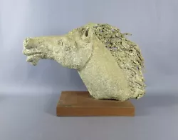 Buy Sculpture Head Horse Emilia Parea Granite & Papier Mache Base Wood Years ‘60 • 494.17£
