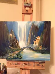 Buy David Kaz Kacey Original Oil On Canvas Painting - Asia Tibet Mountains Waterfall • 6,614.95£
