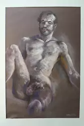 Buy D Russell (XX) Large Pastels On Paper. Reclining Male Nude • 120£