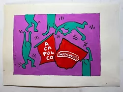 Buy Keith Haring Painting On Paper (Handmade) Signed And Stamped Mixed Media • 104.56£