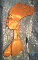 Buy Vintage Large Carved Wood Nude African Lady Profile Wall Hanging 17 Inch High • 90£