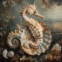 Buy Maritime Paintings, Seahorses Pearl, Seahorse Pearl • 125.27£