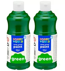 Buy 2 X Hobby World Ready To Mix Acrylic Green Paint With Improved Quality - 500ml • 10.95£