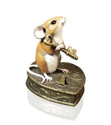 Buy Cold Cast Bronze Mouse On Heart Padlock By Michael Simpson - Hand Painted 260BR • 42£
