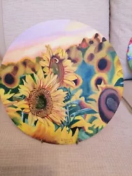 Buy Original Oil Painting Of Sunflowers On A Circular Canvas Board.  • 25£