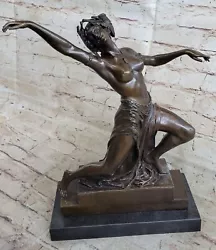 Buy Erotic Nude Belly Dancer Head Wreath Statue Figurine Bronze Sculpture Figure • 710.39£