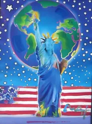Buy Peter Max Liberty Flag  PEACE ON EARTH  One-Of-A-Kind Acrylic Mixed Media FRAMED • 2,837.79£