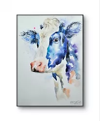 Buy New Large Original Signed Watercolour Art Painting By Elle Smith Holstein Cow • 45£