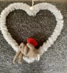 Buy Unique Valentine Gift. Needle Felted Baby Bunny Asleep On A Hanging Heart • 12.99£