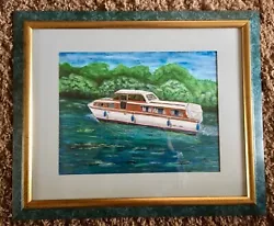Buy Lovely Large Painting Of A Boat On The River In Acrylics. Framed And Signed. • 70£