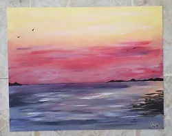 Buy Beach Sunset. Original Acrylic Painting Of A Beach Sunset • 75£