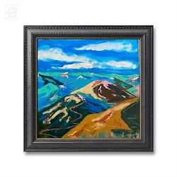 Buy Bob Ross Style Oil Mountains Painting Large Art Colourful Landscape Acrylics Art • 393.75£