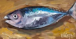 Buy Tuna Original Oil Painting Fish Seafood Art Sardine Still Life Kitchen Signed • 32.25£
