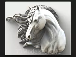 Buy 3D Model STL File For CNC Router Laser & 3D Printer Horse Head 2 • 2.47£