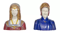 Buy Unknown Artist, Dante Alghieri And Beatrice Portinari, Painted Hand-Carved Wood • 1,594£
