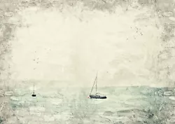 Buy Two Boats At Sea Oil Painting, Impasto Artwork, Wall Art Print, 5  X 7  • 4.49£