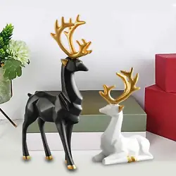 Buy Reindeer Statues Figurine Deer Sculptures Car Interior Desktop Indoor Decor • 19.10£