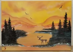 Buy Oil Painting 50x70 Cm Wild Forest Life At Sunset By Art Bob Ross • 135.14£