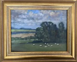 Buy Landscape, Painting, Oil, Sheep, Clouds, Frame, Trees, Grass, David Baxter • 36£