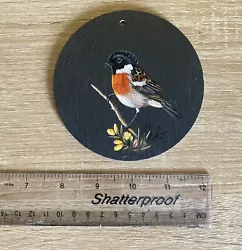 Buy Hand Painted Slate Art Bird Robin Painting Wall Decoration North Wales Stonechat • 7£