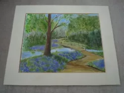 Buy Vintage Painting Water Colour  Acrylic   'bluebell Woods'  Signed • 7.99£