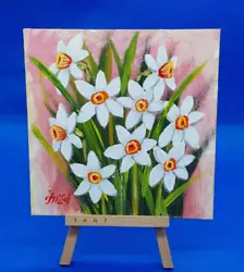 Buy Flowers Original Small Painting Bouquet Daffodils Handmade Wall Painting Ooak • 33.07£