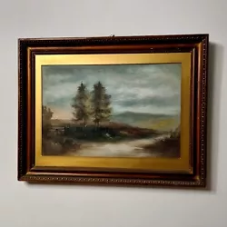 Buy Oil Painting On Cardboard /16 X12 / Landscape Old Wooden Frame 20 X17  • 39.99£