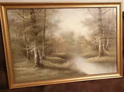 Buy Oil On Bord Painting W. R. Young, Forest Landscape With River, Signed • 85£
