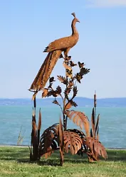 Buy XXL Peacock On Tree Park Garden Sculpture Handmade From Roststahl Height 230 CM • 2,772.02£
