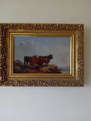 Buy Antique 19th Century Scottish School Oil Painting Of Highland Cattle • 345£