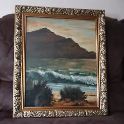 Buy R.May Signed Original Oil Painting On Board Coastal Scene Gilt Frame • 85£
