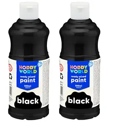 Buy 2 X Hobby World Ready To Mix Acrylic Black Paint With Improved Quality - 500ml • 10.95£