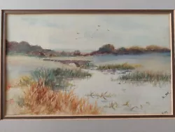 Buy Early 20thC Old Watercolour Painting, C. 1903 Antique River Landscape • 26£