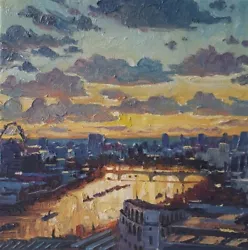 Buy View Of London, Oil Painting On Canvas 12 X12  • 90£