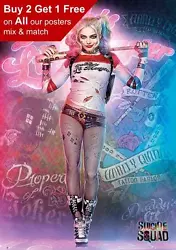 Buy Harley Quinn Suicide Squad Movie Poster Print A5 A4 A3 A2 A1 • 15.99£