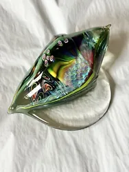 Buy Signed James Nowak Iridescent Diachronic Glass Conch Shell Table Top Sculpture • 608.01£