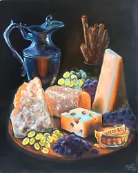 Buy Still Life With Cheeses. Original OIL Painting Kitchen Dining Wall Decor OBK ART • 240£